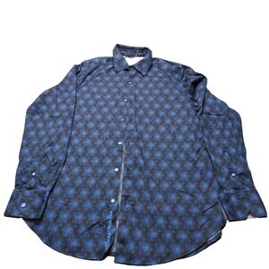 Robert Graham Mens XL Classic Fit Blue Geometric Long Sleeve Button Down Shirt